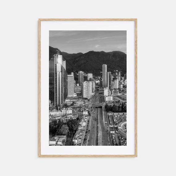 Bogota Black and White Travel Poster, Map Art