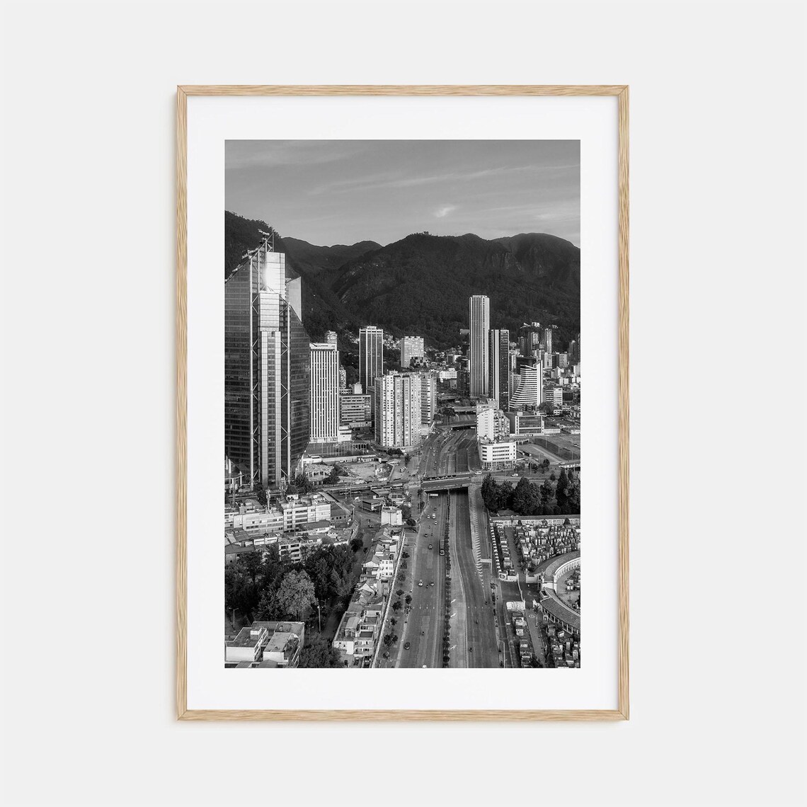 Bogota Black and White Travel Poster, Map Art