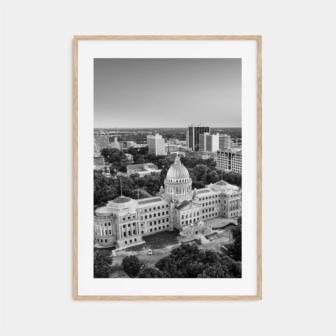 Grand Domed State Capitol Building From Above Black White Poster