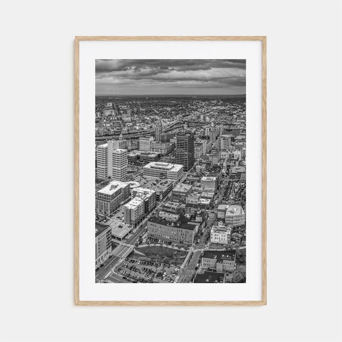 Syracuse New York Downtown Aerial Black and White City Poster