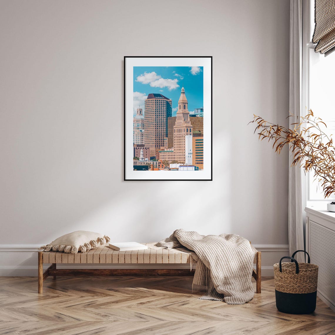 Hartford Downtown Skyline Under a Bright Blue Sky Photo Print - Image 2