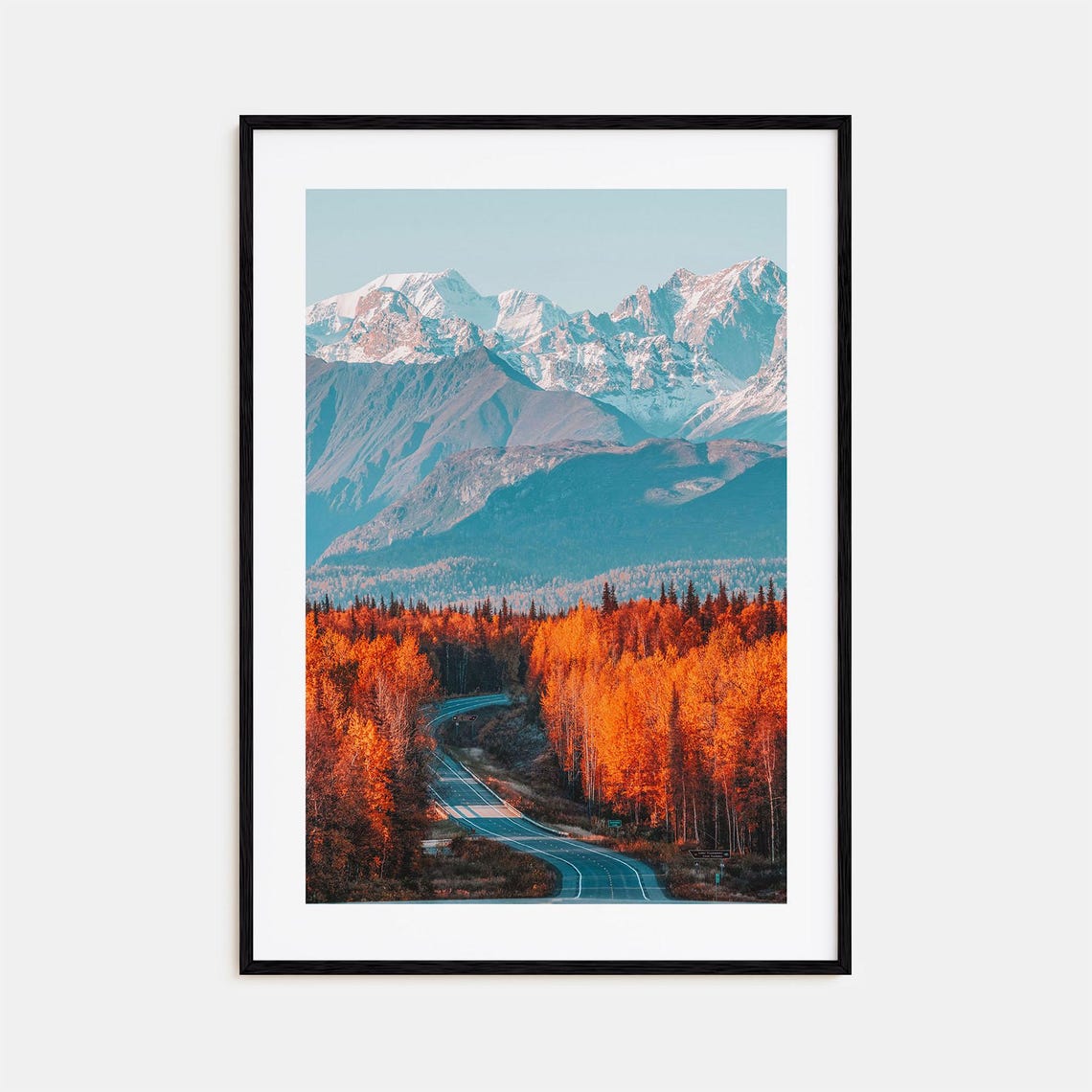 Denali Alaska Fall Foliage Snow Capped Peaks Highway View Photo Poster