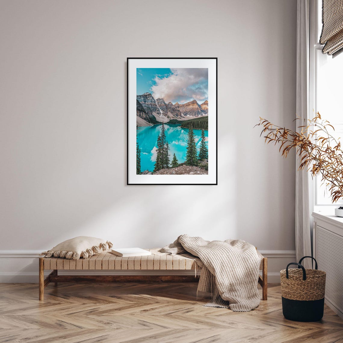 Canada Turquoise Alpine Lake Mountain Peaks Photo Art Poster - Image 2