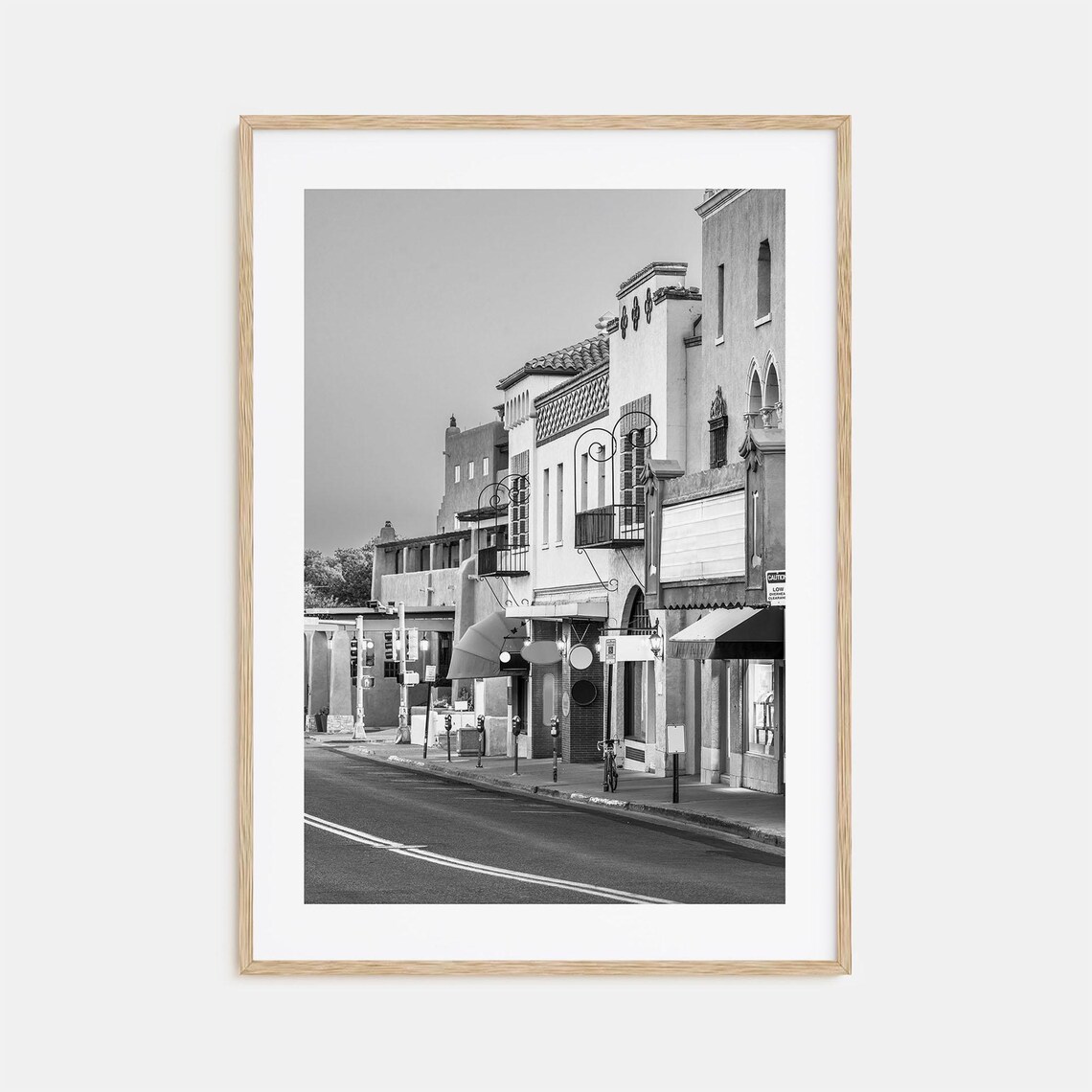 Santa Fe Historic Adobe Street Southwest Architecture Black And White Photo Poster