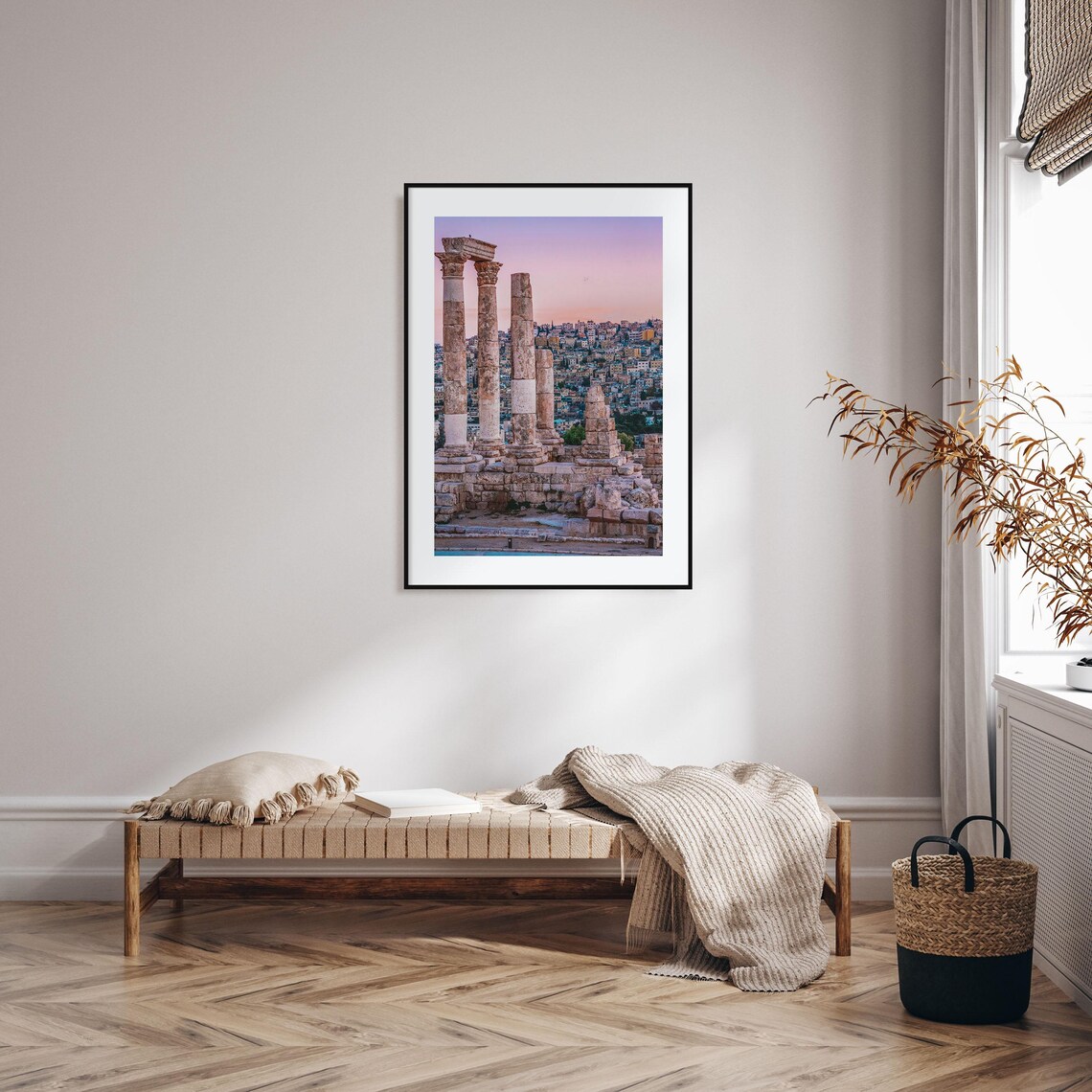 Amman Jordan Ancient Citadel Ruins Columns at Sunset Photo Poster - Image 2