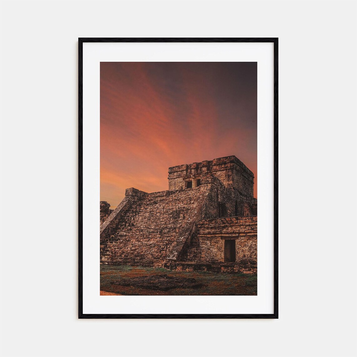 Mexico Mayan Ruin Stone Temple Sunset Ancient History Poster