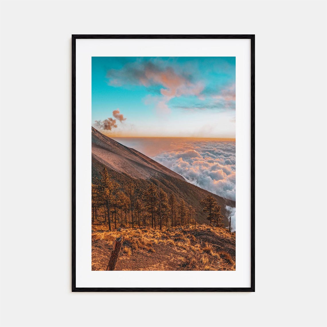 Guatemala Volcano Slope Above a Sea of Clouds Sunrise Poster