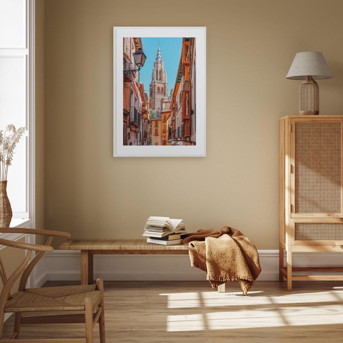 Toledo Spain Cathedral Spire Old Town Cobblestone Street Poster - Image 2