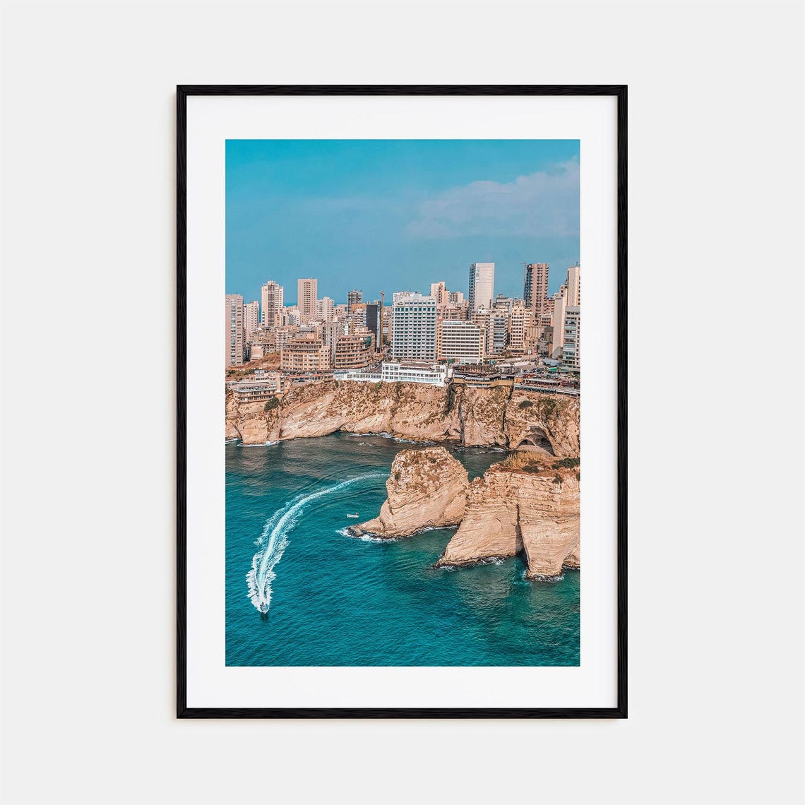 Beirut Raouche Rocks Coastal Sea Cliffs City Skyline View Poster