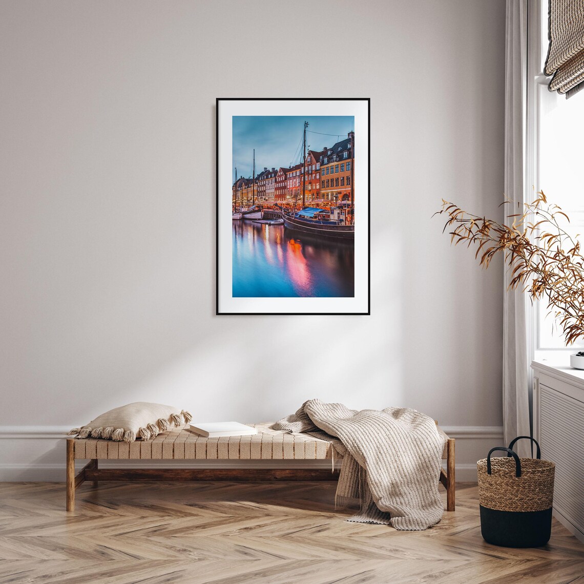 Copenhagen Nyhavn Harbor Blue Hour Colorful Photography Poster - Image 2