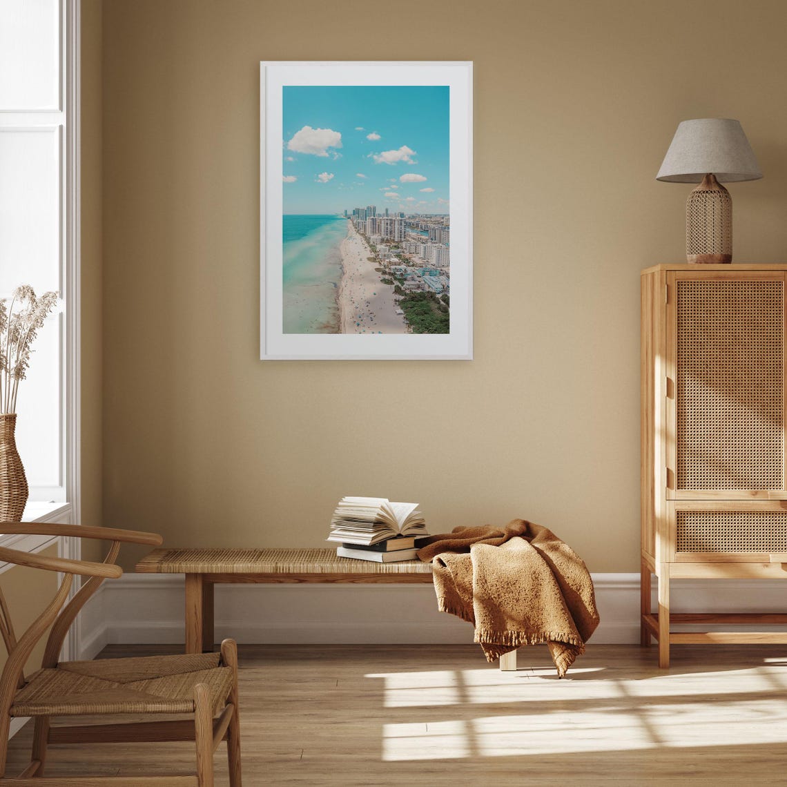 Aerial Beachfront City Skyline Turquoise Ocean Beach Photo Poster - Image 3