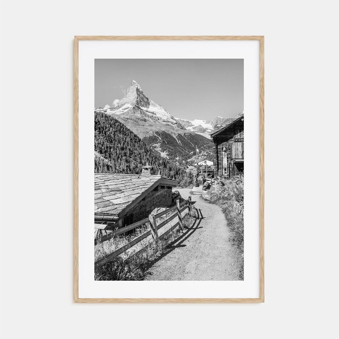 Zermatt Travel Poster, Black And White Photo Print