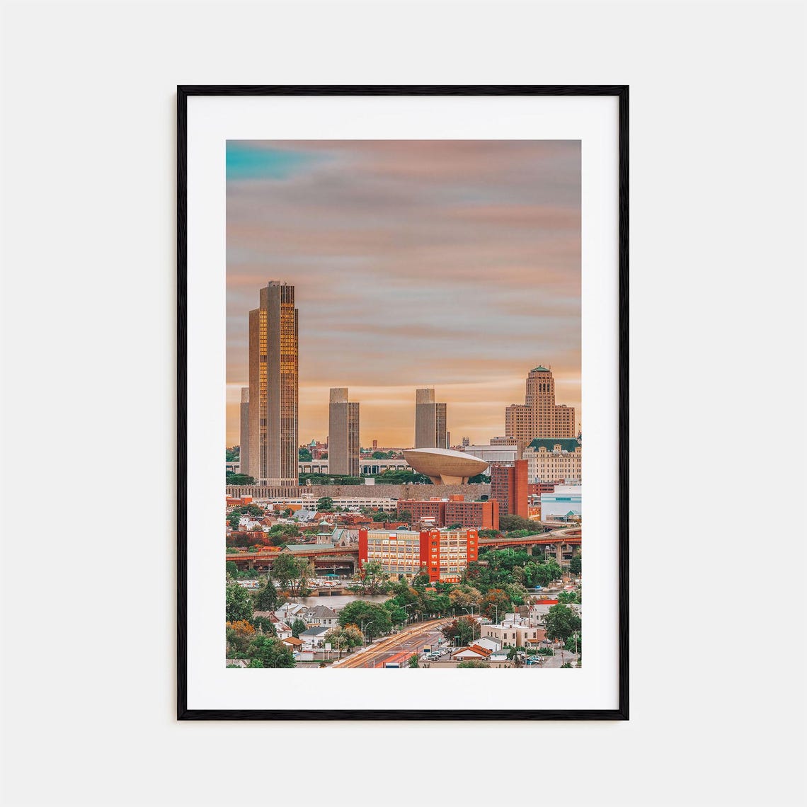 Albany Skyline at Sunset with The Egg Performing Arts Center Print