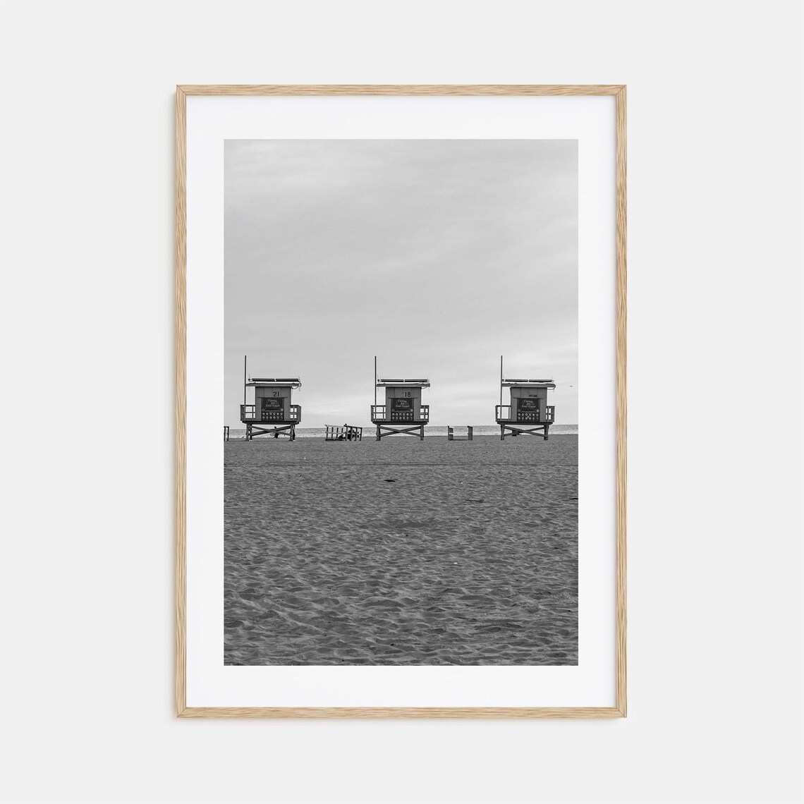 Venice Beach California Lifeguard Towers Black And White Photo Poster