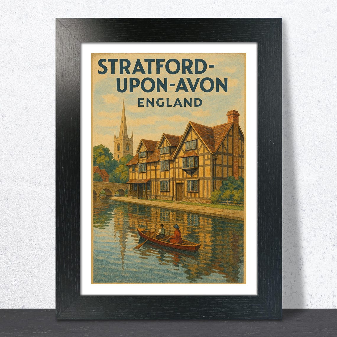 Stratford Upon Avon England Shakespeare Town Vintage Travel Poster