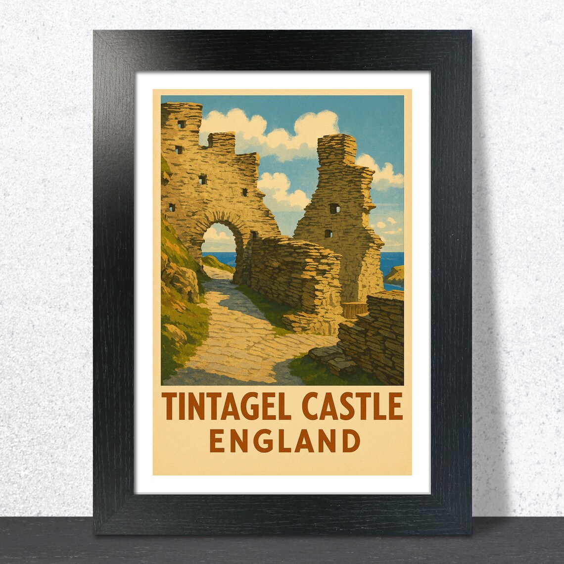 Tintagel Castle England Vintage Coastal Travel Style Art Poster