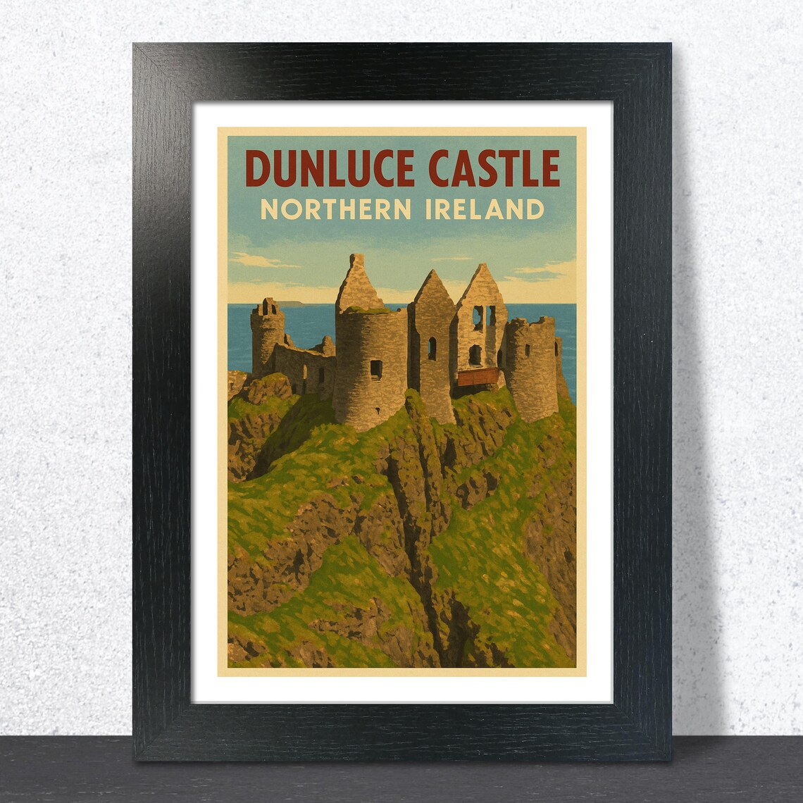 Dunluce Castle Northern Ireland Vintage Travel Landmark Poster