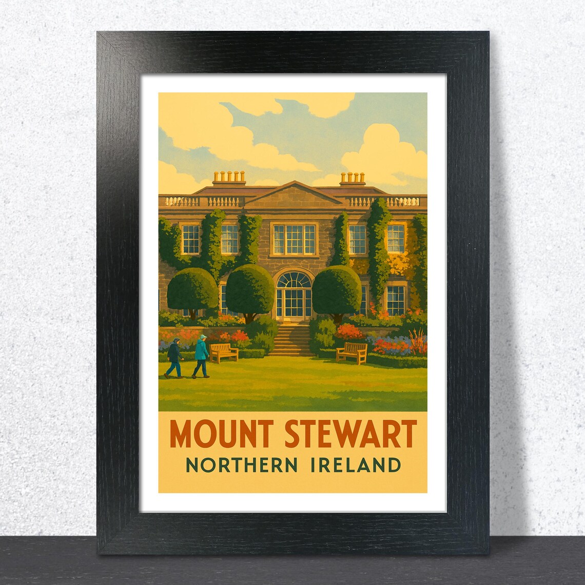 Mount Stewart Golden Hour Manor House Vintage Travel Poster Art