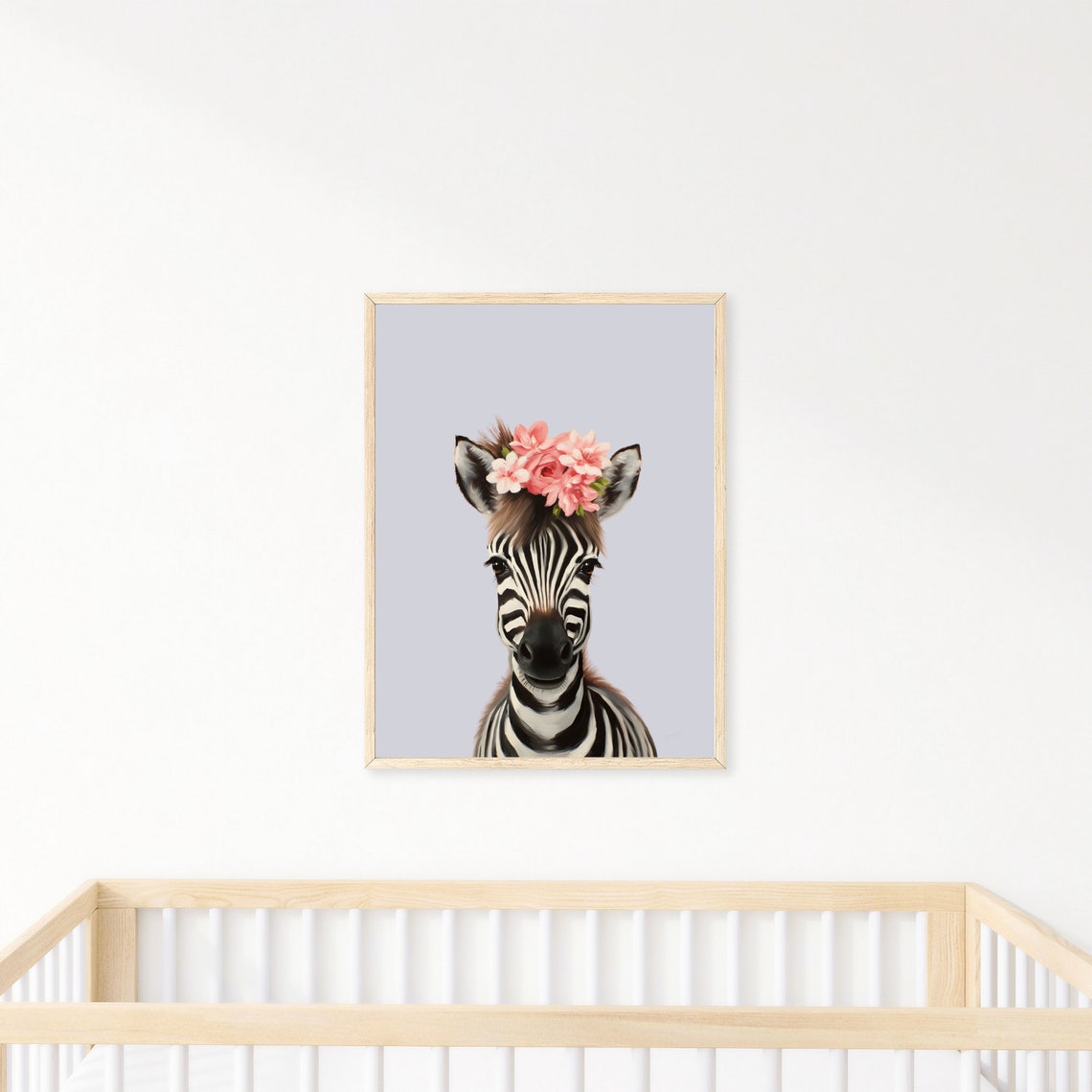 Floral Zebra Nursery Print Girls Safari Decor