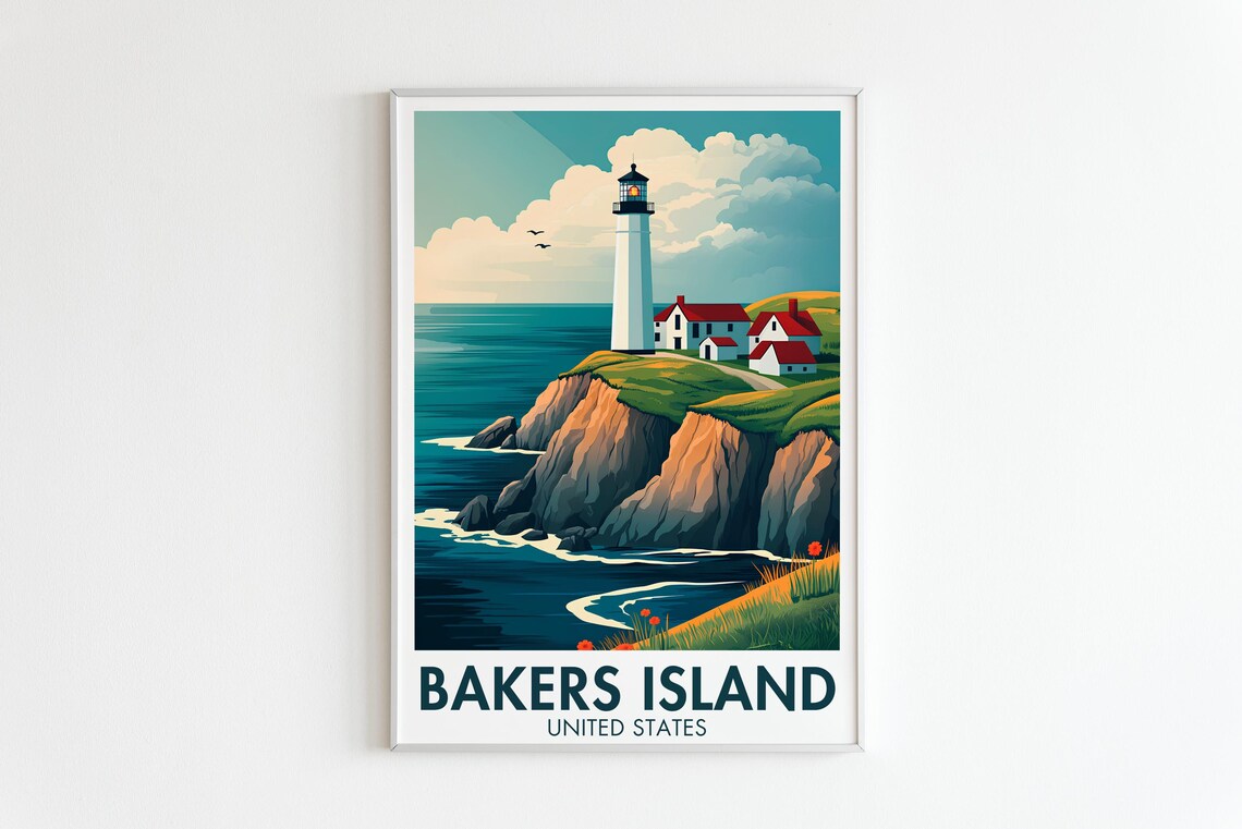 Bakers Island Lighthouse White Edition Massachusetts Travel Poster - Image 5