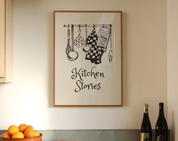 Kitchen Stories Hospitality Print Retro Kitchen Prints Vintage Kitchen Poster Cute Cooking Art Aesthetic Apartment