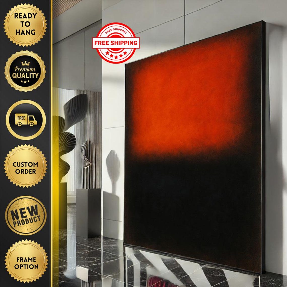 Rothko-Style Intense Red and Black Color Field Bold Art Poster