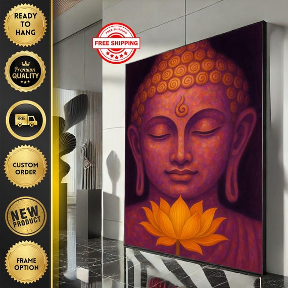 Serene Buddha Meditation Canvas Wall Art Print Spiritual Modern Living Room Decor Ready To Hang Statement Piece