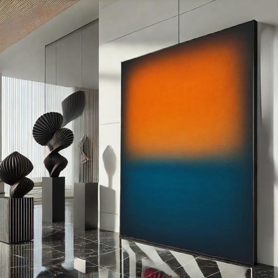 Rothko Style Orange And Blue Canvas Iconic Color Field Painting Reproduction For Bold Modern Interiors Statement Piece
