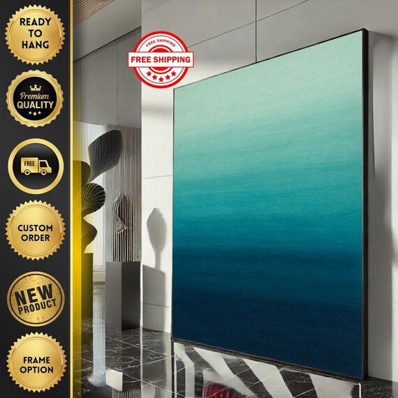 Serene Calm Blue Ocean Gradient Abstract Ombre Modern Art Poster