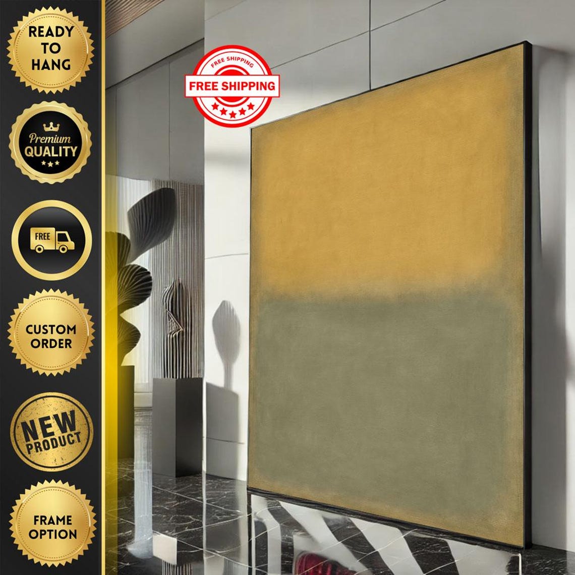 Rothko Style Yellow Gray Soft Color Field Abstract Art Poster