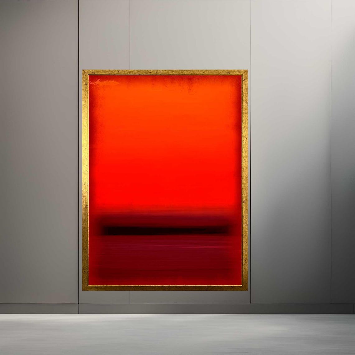 Fiery Red Abstract Ombre Gradient Minimalist Modern Art Poster