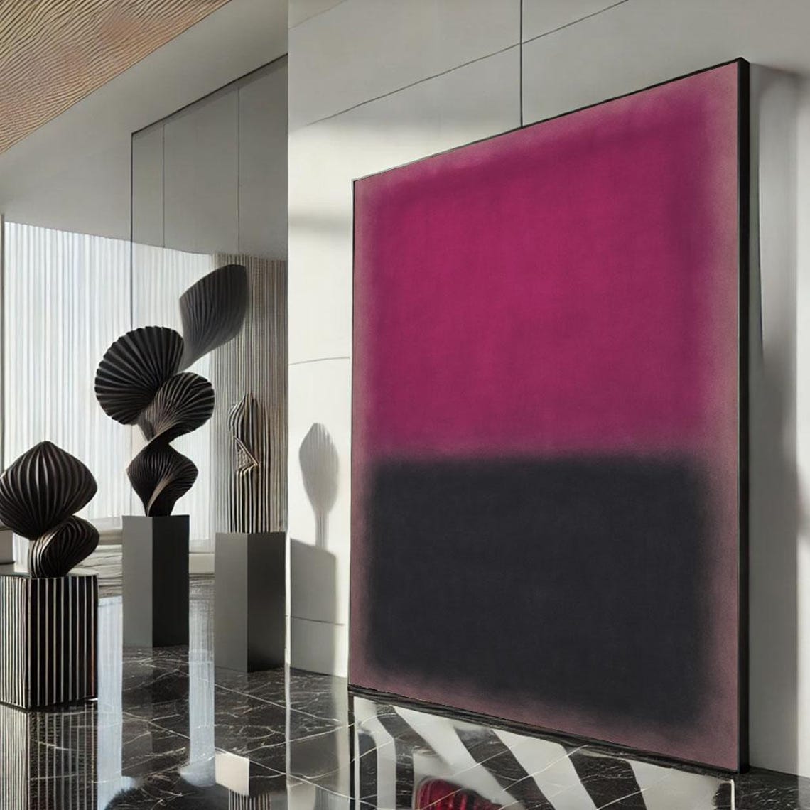 Rothko Style Color Field Abstract Magenta Pink Deep Black Poster