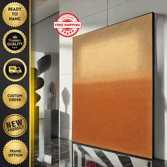 Rothko Style Orange Canvas Bold Color Field Painting Reproduction For Modern Living Room Decor Ready To Hang