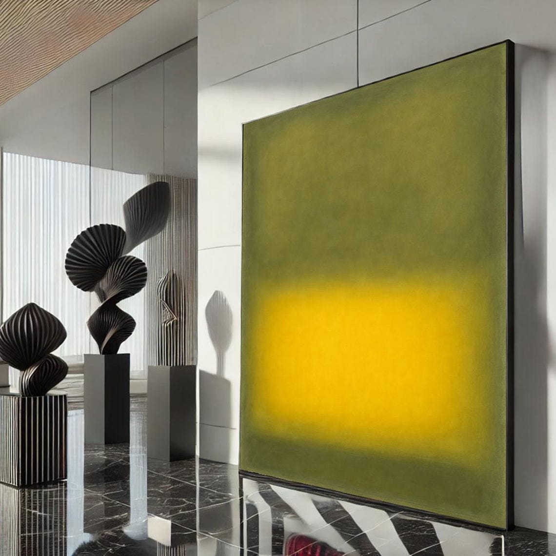 Yellow And Green Abstract Color Field Minimalist Painting Poster