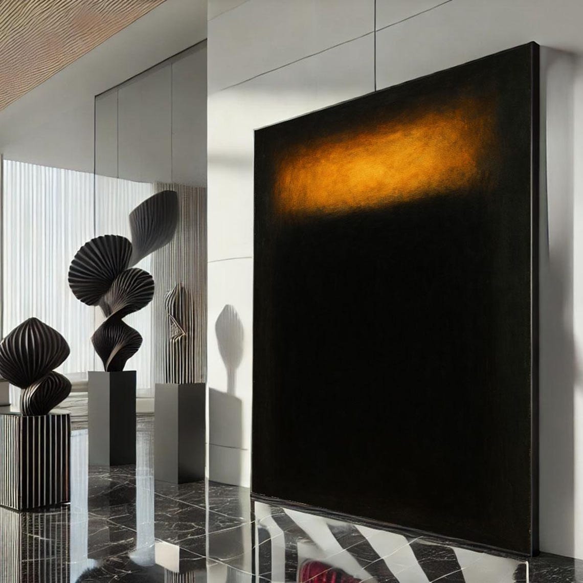 Black And Gold Abstract Glowing Light Modern Statement Wall Poster