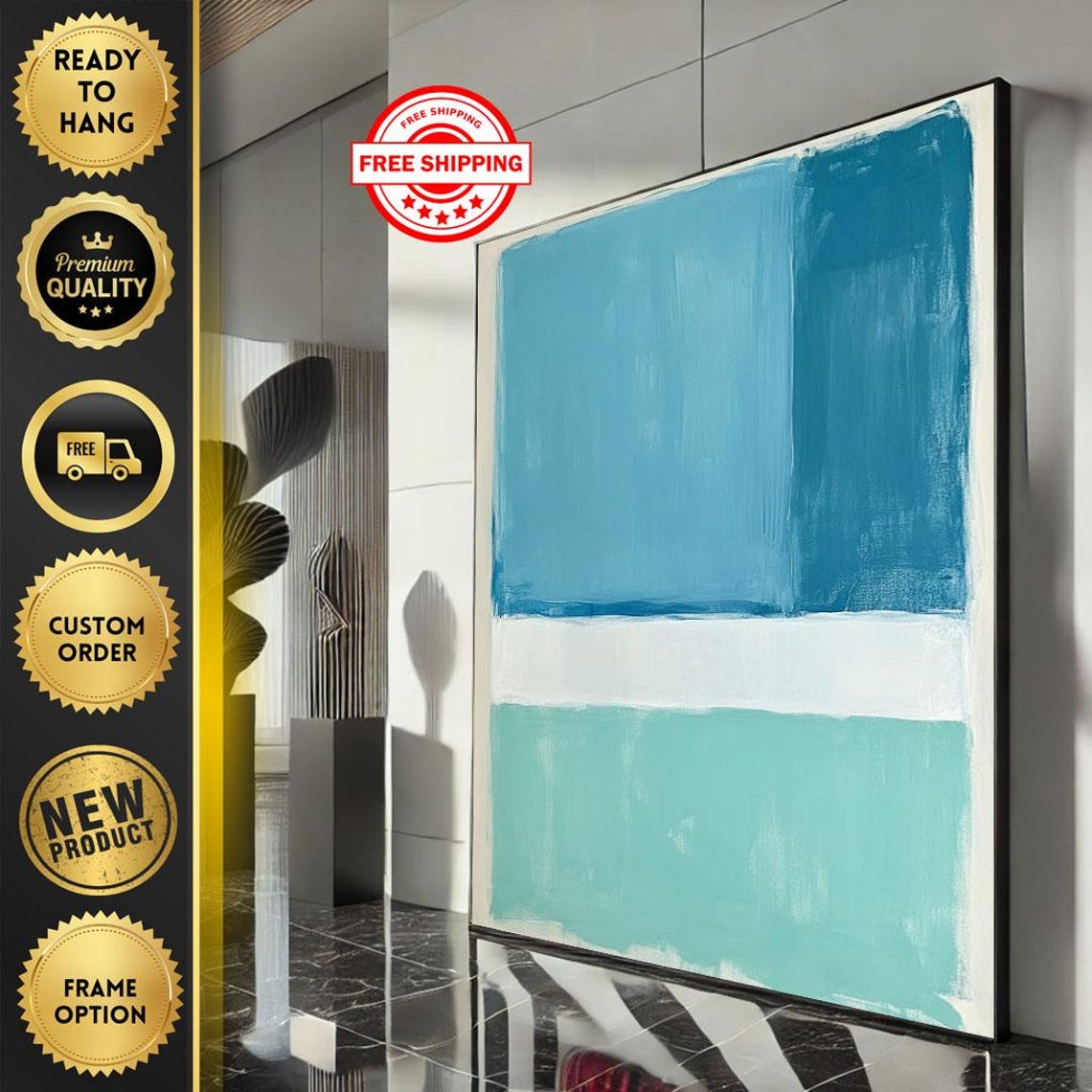 Mark Rothko Inspired Calm Blue White And Teal Color Field Poster