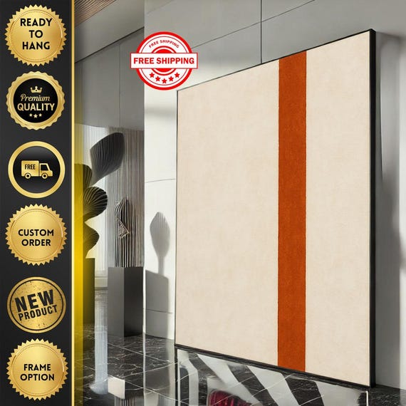 Rothko Style Beige And Orange Canvas Wall Art Print Modern Living Room Decor Ready To Hang Statement Piece