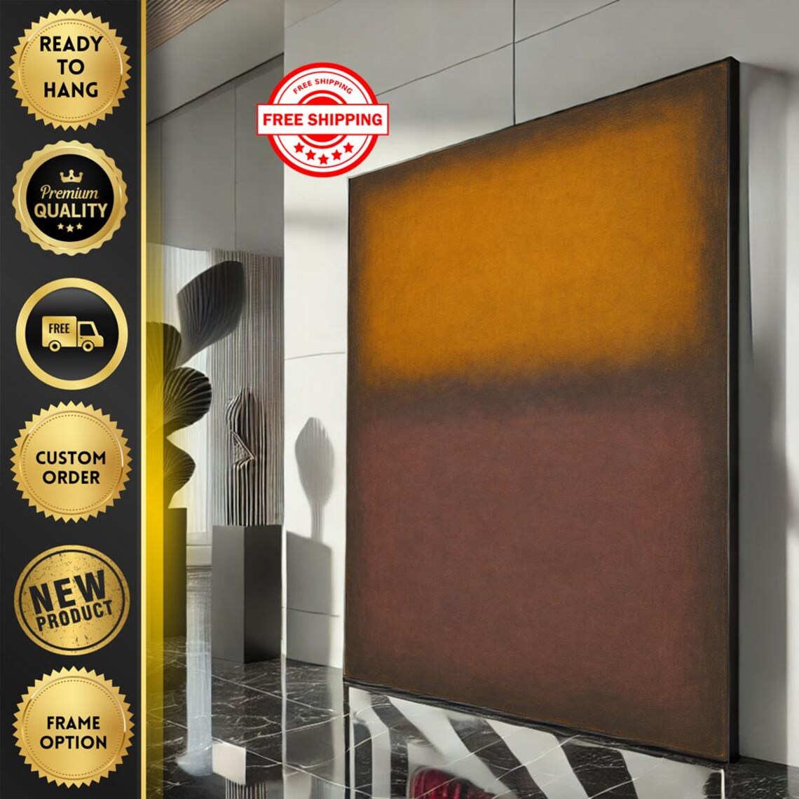 Rothko-Inspired Orange and Brown Earthy Color Field Abstract Poster