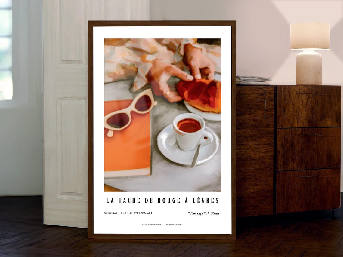 French Cafe Art Print, Parisian Breakfast Still Life