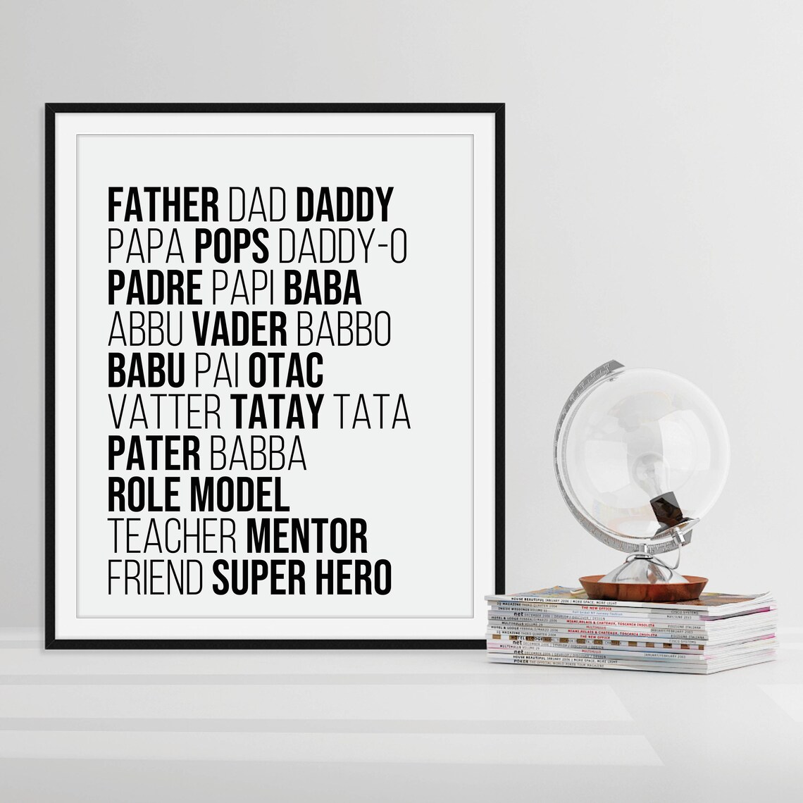 Father Dad Daddy Words of Love Fathers Day Gift Typography Poster