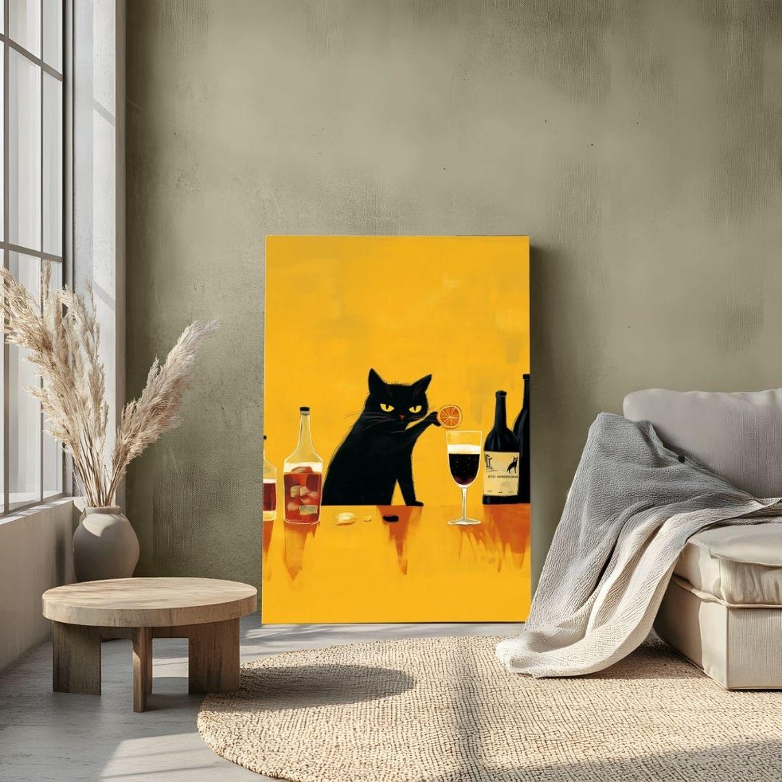 Black Cat Bartender, Whimsical Cat Art Print - Image 3