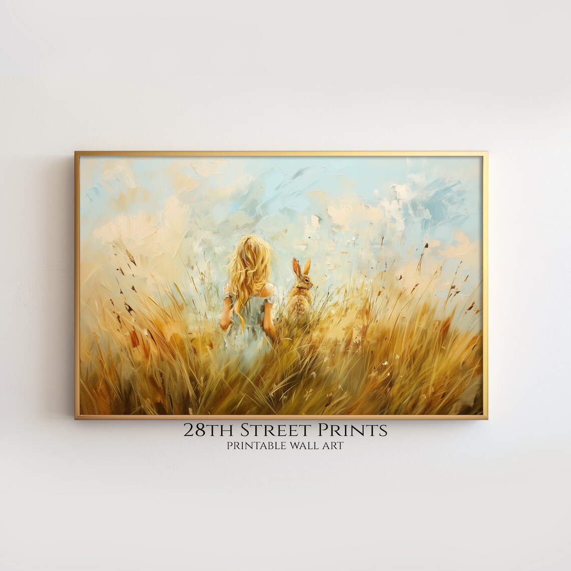 Spring Easter Bunny Painting, Nursery Decor - Image 3