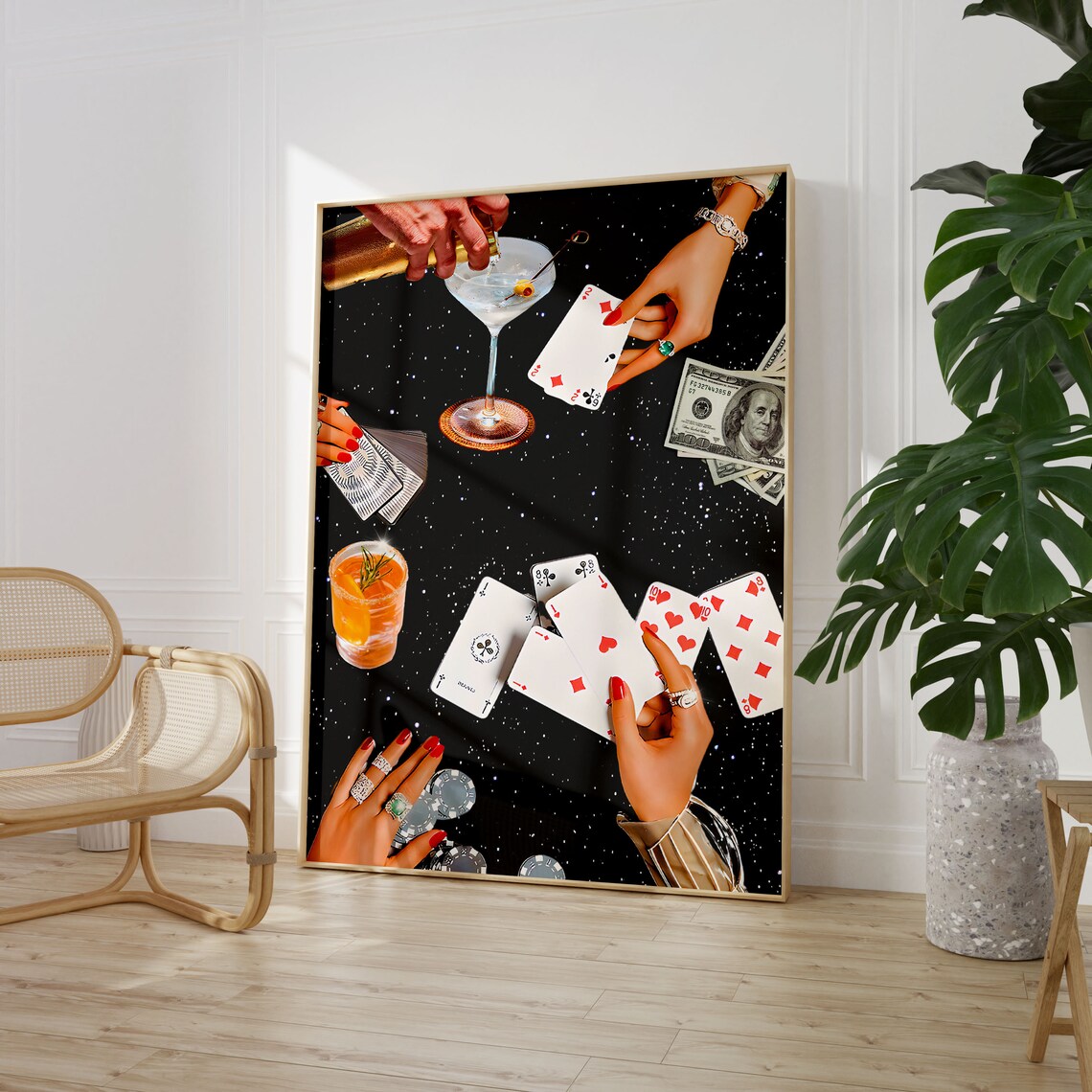 Vintage Playing Cards Retro Poker Night Bar Poster - Image 3