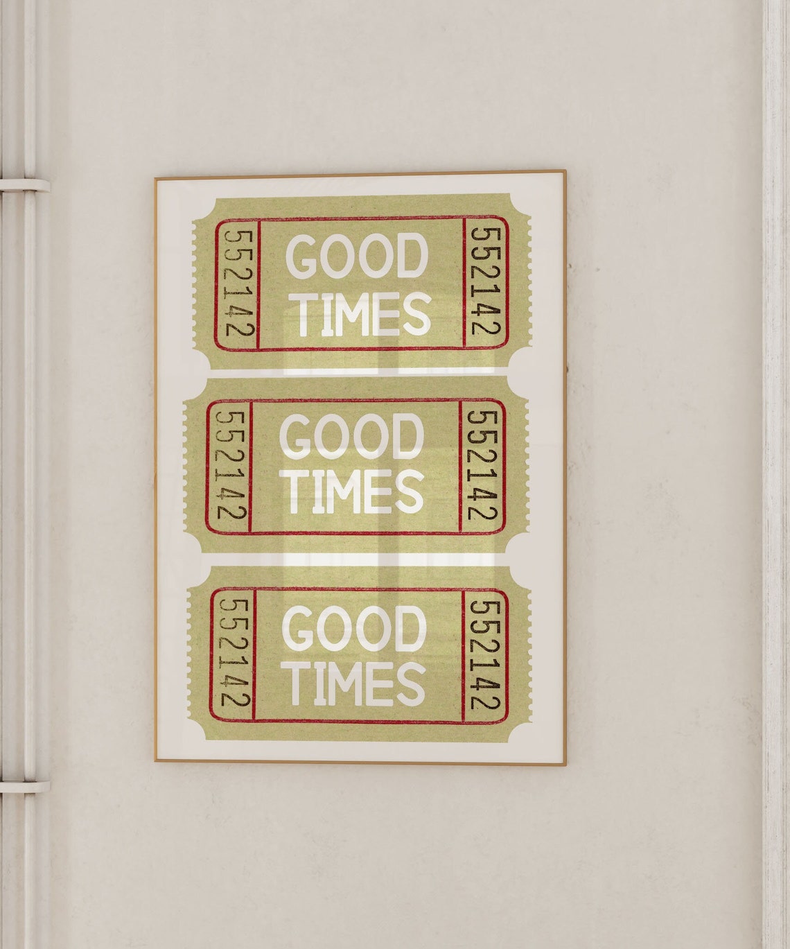 Green Good Times Retro Cinema Ticket Stub Trio Vintage Style Poster - Image 2