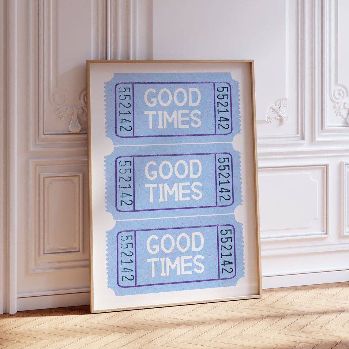 Blue Good Times Retro Cinema Ticket Stub Trio Vintage Style Poster - Image 3