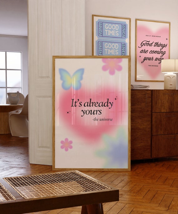 Its Already Yours Print Trendy Wall Art Prints Pink Poster Aesthetic Girly Decor Apartment Aura Prints Manifestation Wall Art Cute Wall Art