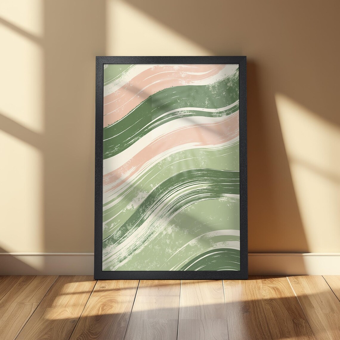 Pastel Pink And Green Waves, Abstract Poster - Image 2
