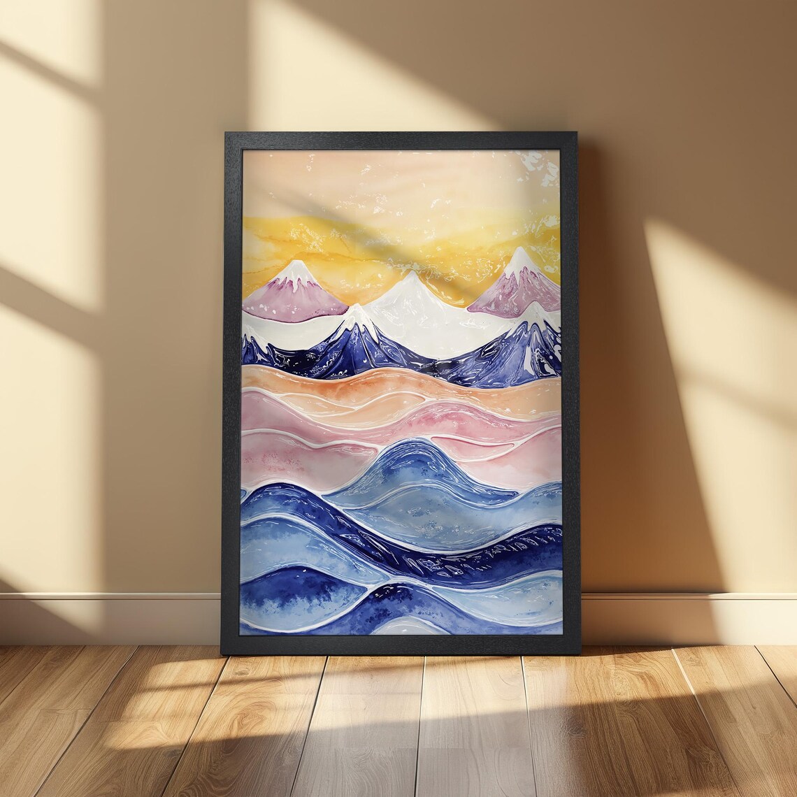 Mountain Ocean Theme Abstract Art Print, Modern - Image 2