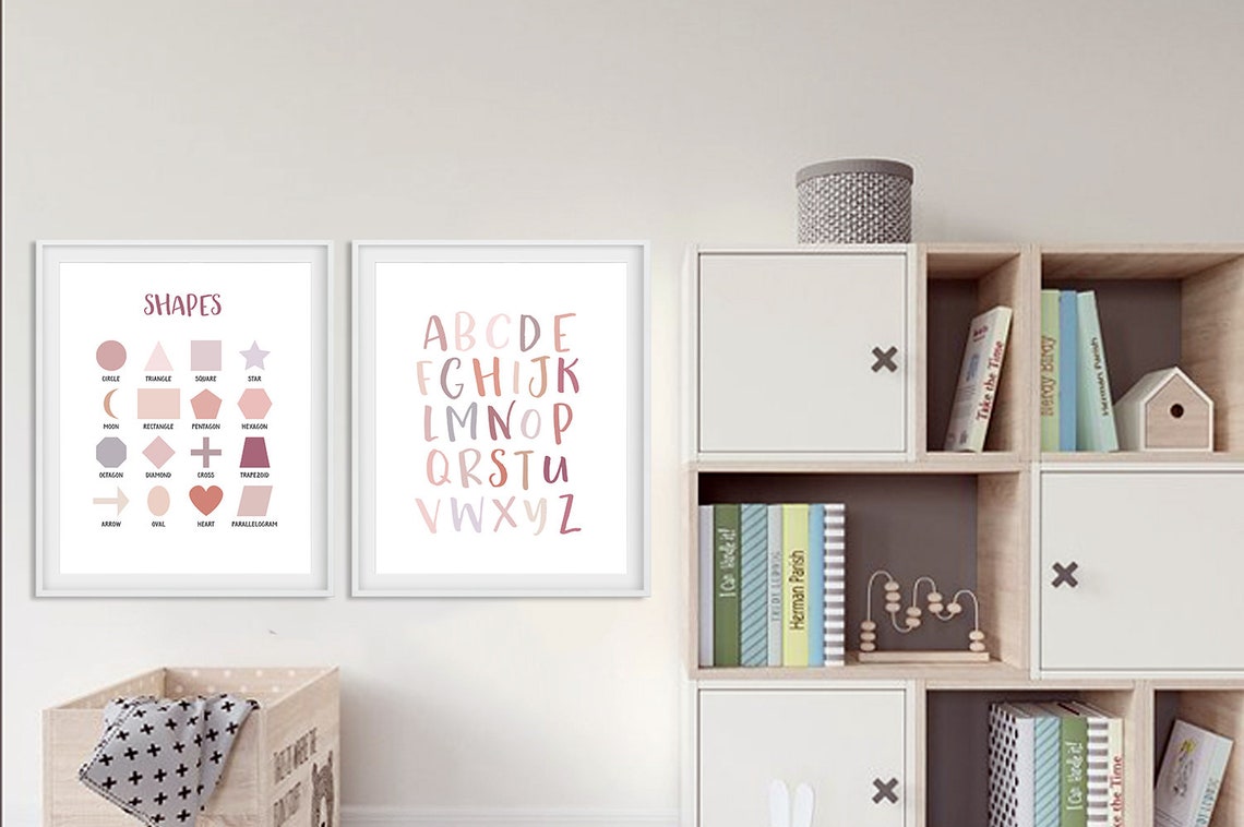 Kids Shapes Educational Chart Geometric Learning Decor Wall Art - Image 2