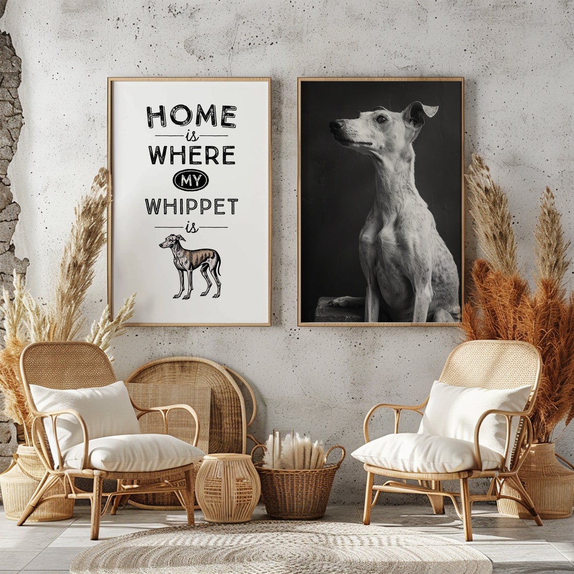 Home Is Where My Whippet Is Dog Quote Custom Name Sighthound Poster - Image 2